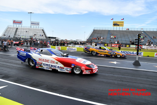 Tom Furches - 'Made in America' (near lane) vs 
Mike Newkirk - 'Disturbed' (far lane)